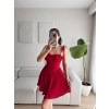 Bel Korse Omuz Bağlamalı Elbise - KIRMIZI