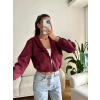 Bel Lastik Crop Hırka - BORDO