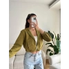 Bel Lastik Crop Hırka - HAKİ