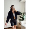 Bel Lastik Crop Hırka - SİYAH