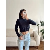 Bel Lastik Crop Sweat - LACİVERT