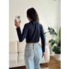 Bel Lastik Crop Sweat - LACİVERT