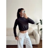 Bel Lastik Crop Sweat - SİYAH