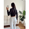 Bel Lastik Crop Sweat - SİYAH