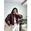 Bel Lastik Deri Ceket - BORDO
