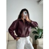 Bel Lastik Deri Ceket - BORDO