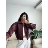 Bel Lastik Deri Ceket - BORDO