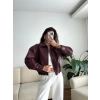 Bel Lastik Deri Ceket - BORDO