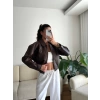 Bel Lastik Deri Ceket - KAHVE