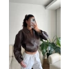 Bel Lastik Deri Ceket - KAHVE