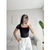 Bel Tül Kare Yaka Bluz