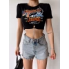 Bel Zincirli Halka Detay Crop T-shirt