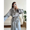 Beli Kuşaklı Kaşe Kaban - GRİ