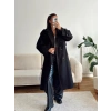 Beli Kuşaklı Kaşe Kaban - SİYAH