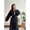 Beli Kuşaklı Kaşe Kaban - SİYAH