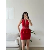 Belinda Boyundan Bağlamalı Elbise - KIRMIZI