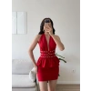 Belinda Boyundan Bağlamalı Elbise - KIRMIZI