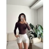 Bisiklet Yaka Bodysuit - KAHVE