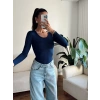 Bisiklet Yaka Bodysuit - LACİVERT