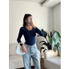 Bisiklet Yaka Bodysuit - LACİVERT