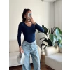 Bisiklet Yaka Bodysuit - LACİVERT