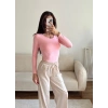 Bisiklet Yaka Bodysuit - PEMBE
