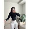 Bisiklet Yaka Crop - SİYAH