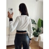 Biyeli Crop Hırka - BEYAZ
