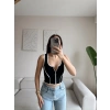 Biyeli Fermuar Crop - SİYAH