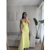 Boyun Bağlamalı Maxi Elbise - SARI