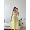 Boyun Bağlamalı Poplin Elbise - SARI