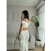 Sırt Fermuar Bel Dekolte Elbise - BEYAZ