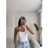 Boyun Geçmeli Aksesuar Crop - BEYAZ