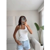 Boyun Geçmeli Aksesuar Crop - BEYAZ