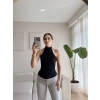 Boyun Geçmeli Sırt Dekolte Crop - SİYAH