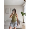 Boyun Geçmeli Sırt Dekolte Crop - YEŞİL