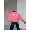 Brasil Sao Paulo Unisex Oversize Hırka-PEMBE