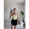 BSK Ön Bağlamalı Straplez Crop - SARI