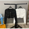 Büzgülü Fermuar Detay Crop Bluz-SİYAH
