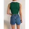 California Polo Yaka Crop-YEŞİL