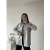 Cep Detay Deri Gömlek Ceket-GRİ