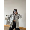 Cep Detay Deri Gömlek Ceket-GRİ