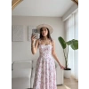 Çiçek Desen Omuz Bağlamalı Elbise - BEYAZ