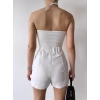 Çift Askılı Göğüs Halka Crop-BEYAZ