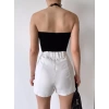 Çift Askılı Göğüs Halka Crop-SİYAH