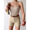 Çift Askılı Kaşkorse Bodysuit-BEJ