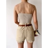 Çift Askılı Kaşkorse Bodysuit-BEJ