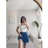 Çift Kat Kemer Detay Şort Etek - MAVİ