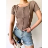 Çıt Çıt Yaka Kaşkorse Crop-BEJ