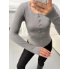 Çıtçıtlı Fitilli Bluz - GRİ